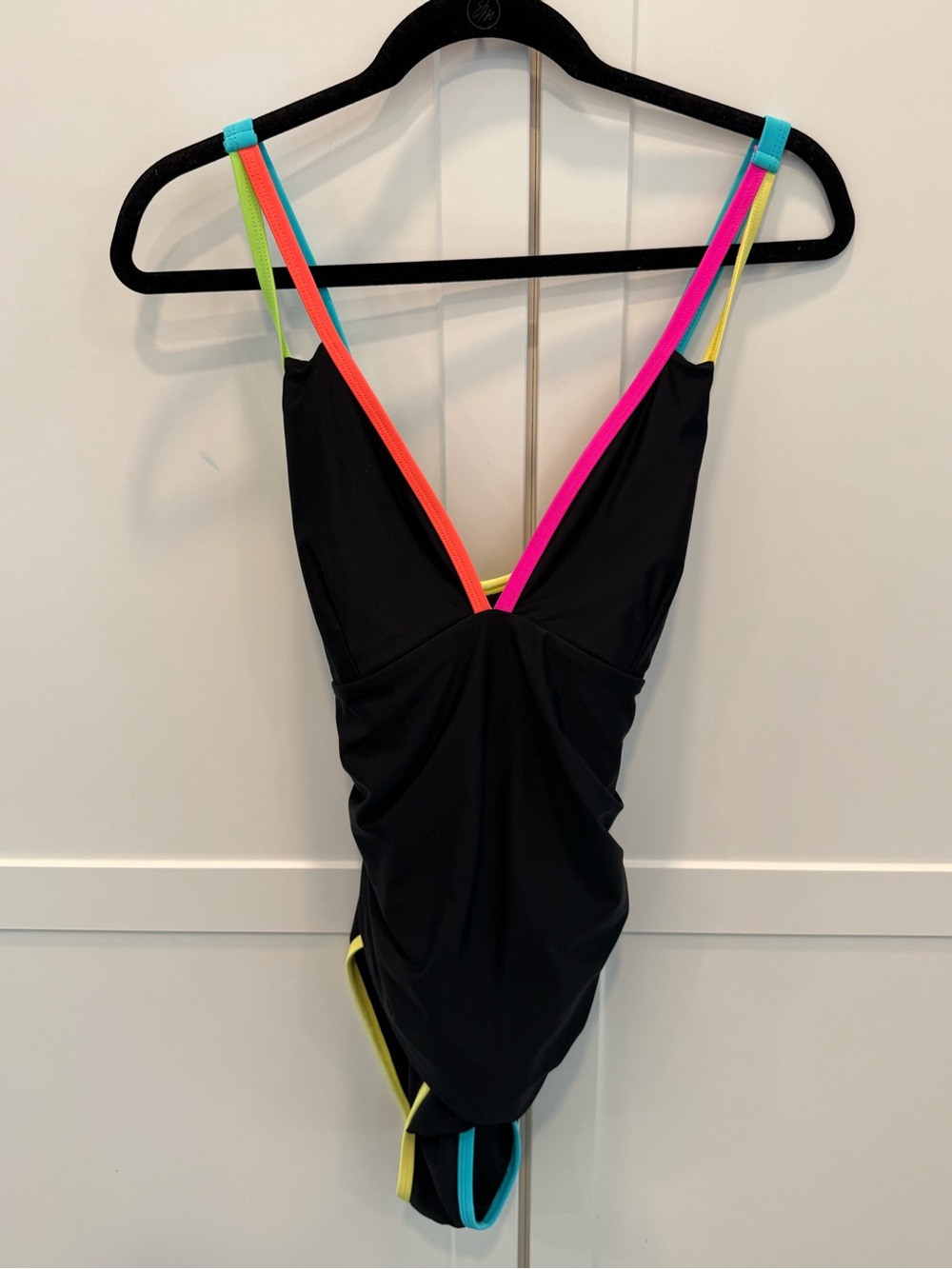 Popvil New (Without Tags) Black One-Piece Swimsuit with Neon Trim - Picture 8 of 8